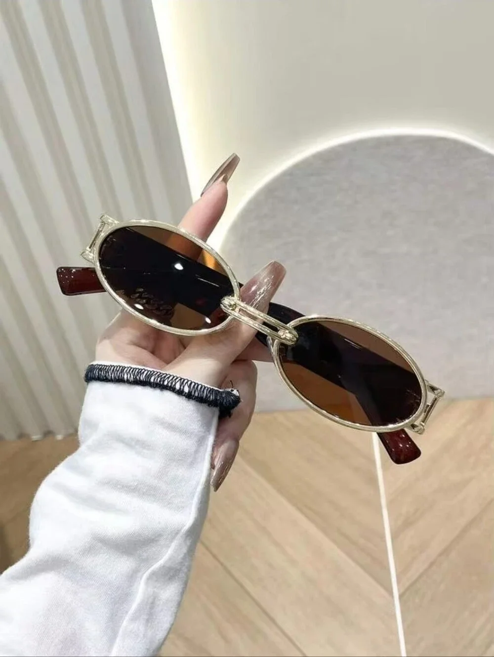 Women's Gold Frame Sunglasses with Brown Lenses